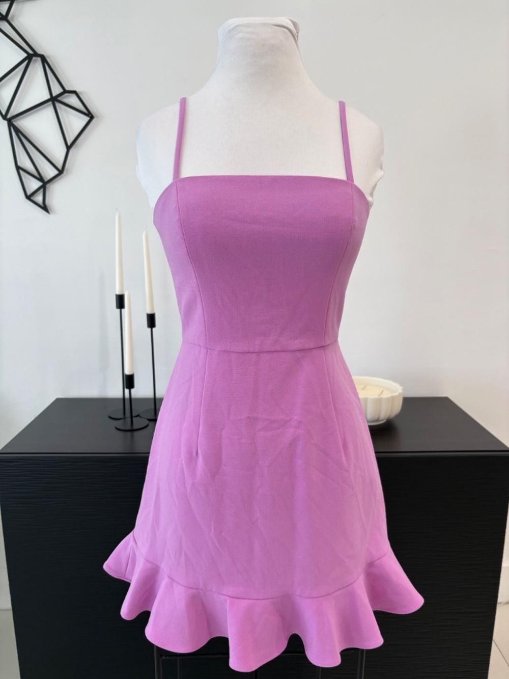 French Connection Purple Ruffle Hem Mini Dress US 6 Spaghetti Strap